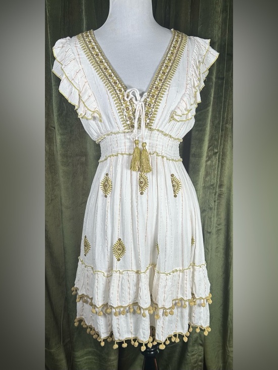Ananta Dresses & Skirts - Ananta Boutique Gold-Embellished Boho Babydoll Mini Dress